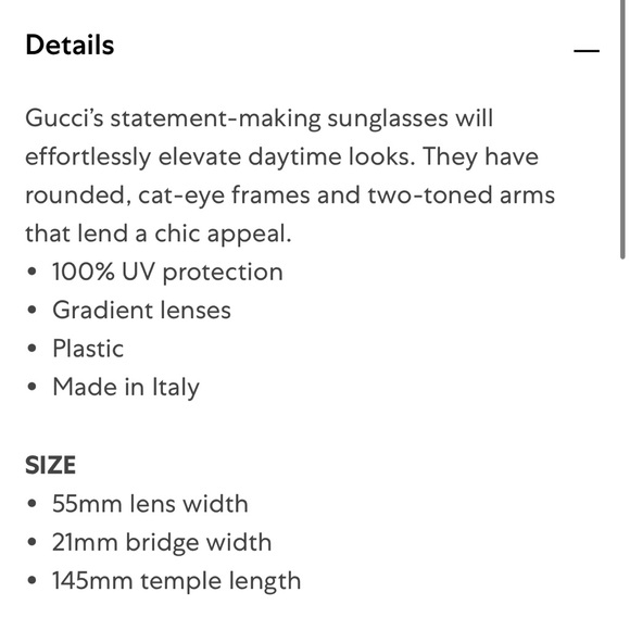 Gucci Cat Eye Sunglasses NWT